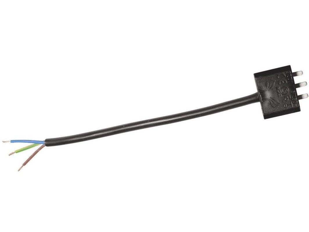 DCL-propp jordad med 15 cm kabel 3x0,75 mm², svart